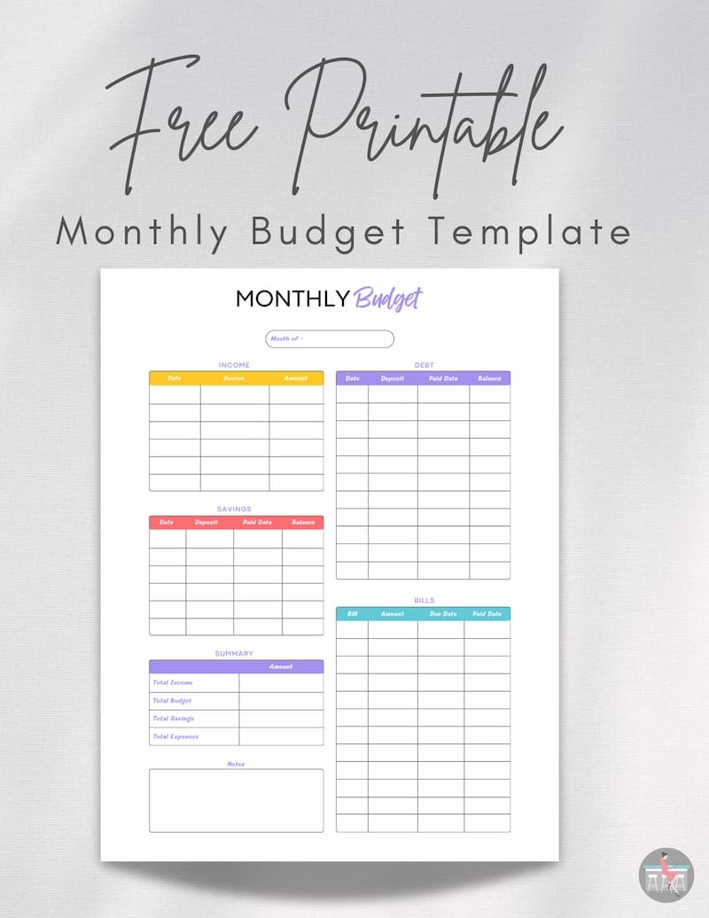 Free Printable Simple Budget Template