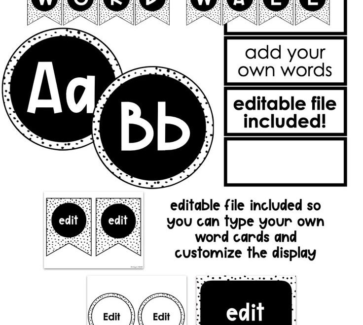 Black White Dots Classroom Decor Word Wall