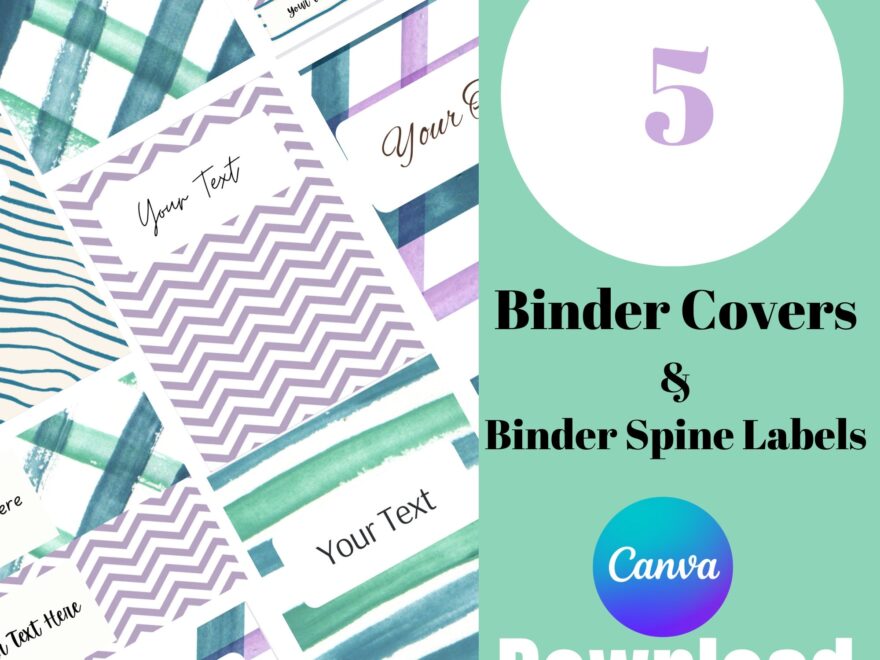 Blue And Purple Line Binder Covers Blue And Purple Line Binder Spine Labels Canva Template Etsy