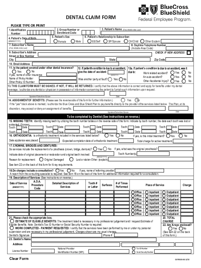 Ada Dental Claim Form 2025 Printable