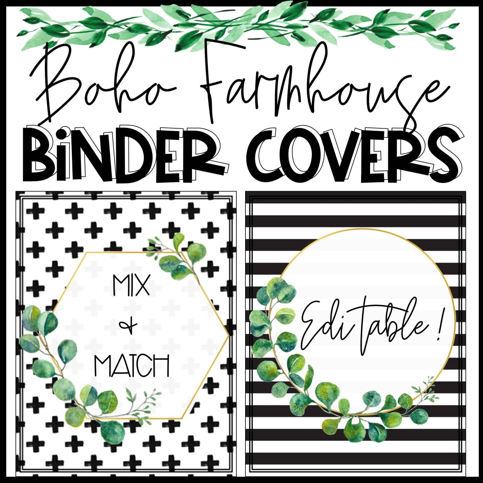 Boho Farmhouse Binder Covers And Spines Confetti Creativity