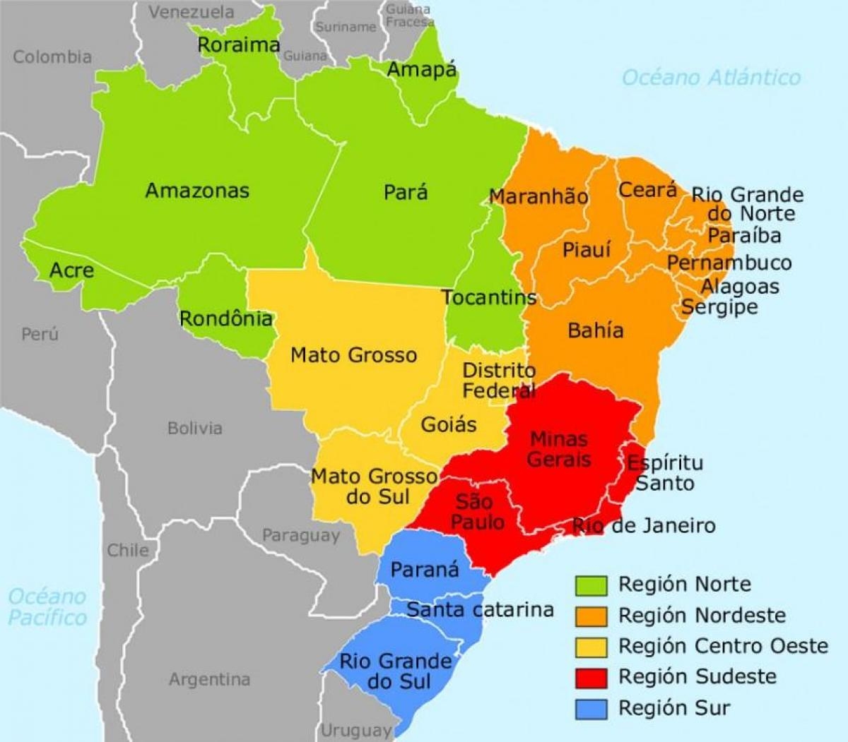 Brazil Map Regions Brazil Regions Map South America Americas 