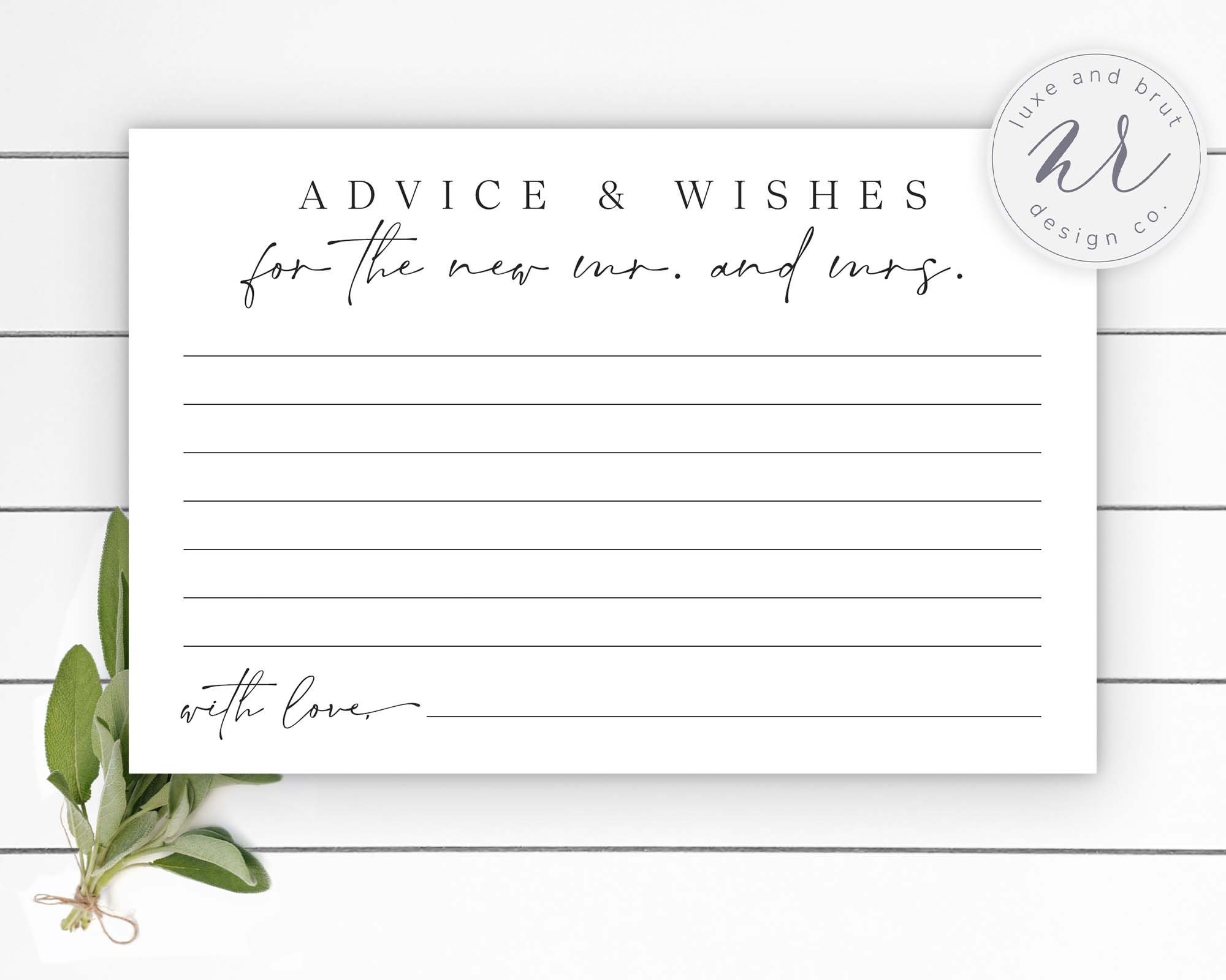Bridal Shower Advice Cards Free Printable