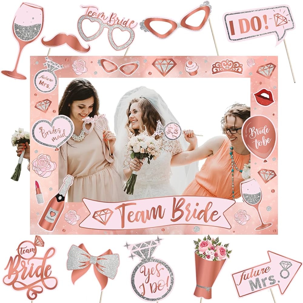 Bridal Shower Decorations Bride To Be Photo Booth Props Rose Gold Team Bride Photo Frame And Wedding Photo Booth Props Bachelorette Party Ideas Supplies For Women Amazon ca Health Personal Care