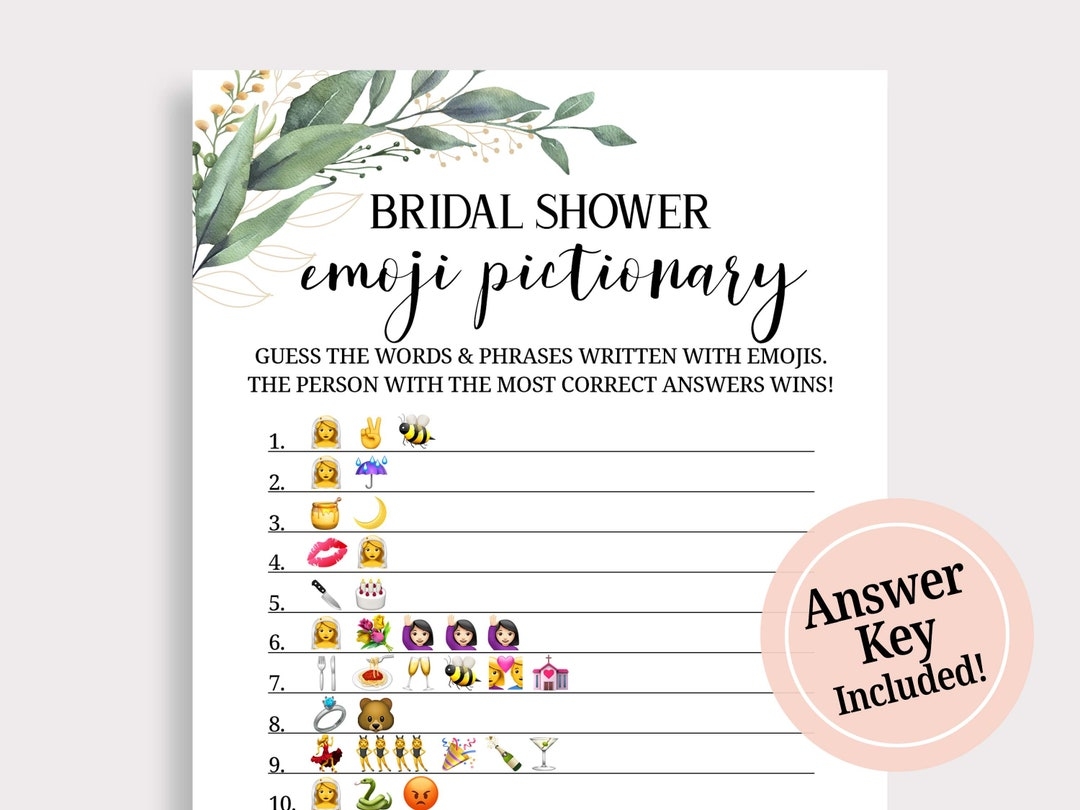Free Printable Bridal Emoji Pictionary