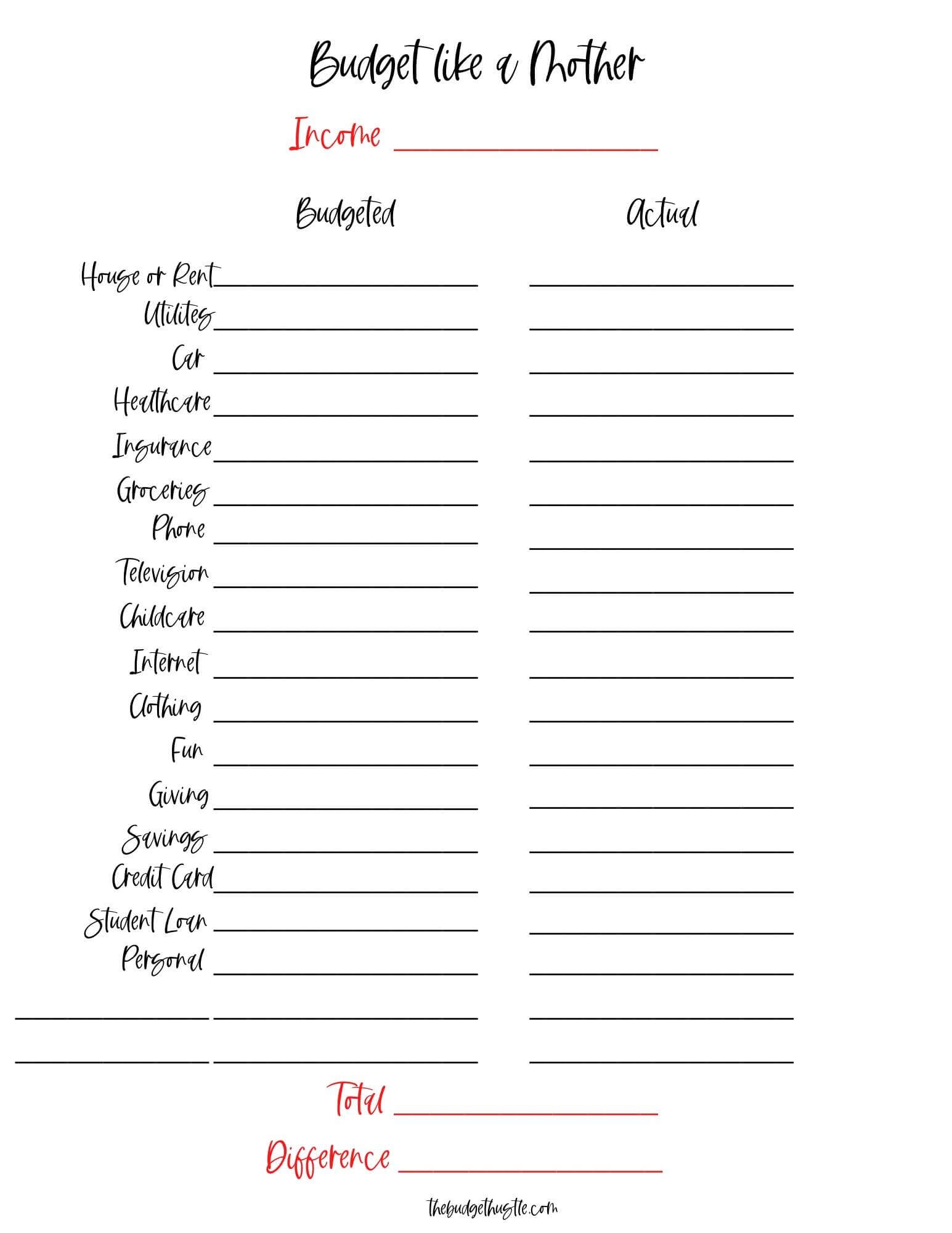 The Budget Mom Free Printables