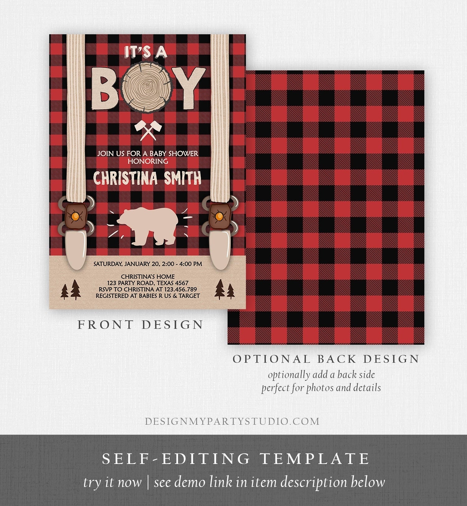 Buffalo Plaid Baby Shower Deals Invitations