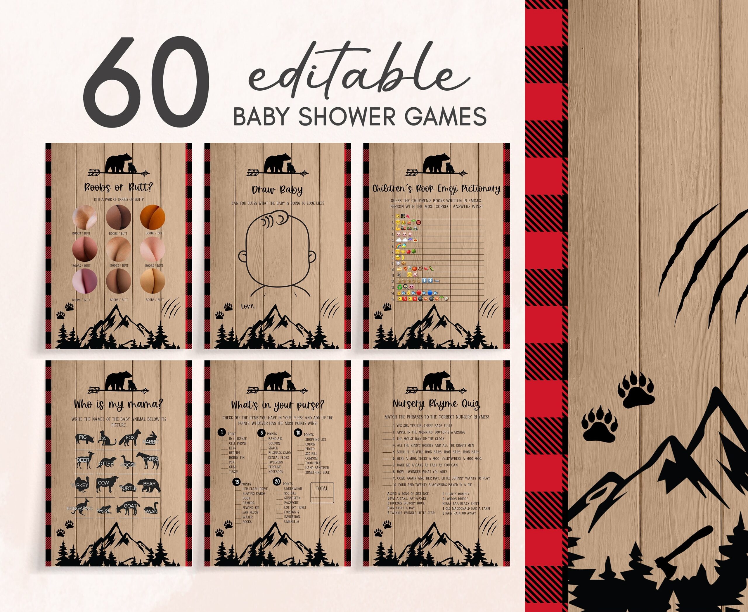 Buffalo Plaid Baby Shower Games Etsy