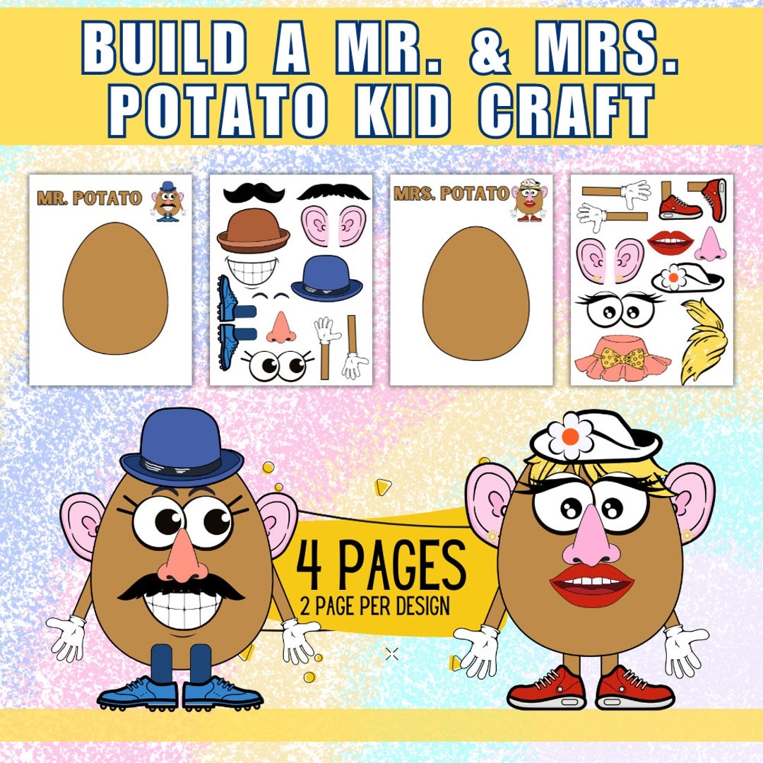 Build A Mr Potato And Mrs Potato Craft Accessories Dress Up Paper Doll Cut Glue Preschool Activities Printable Summer Craft For Kids Etsy