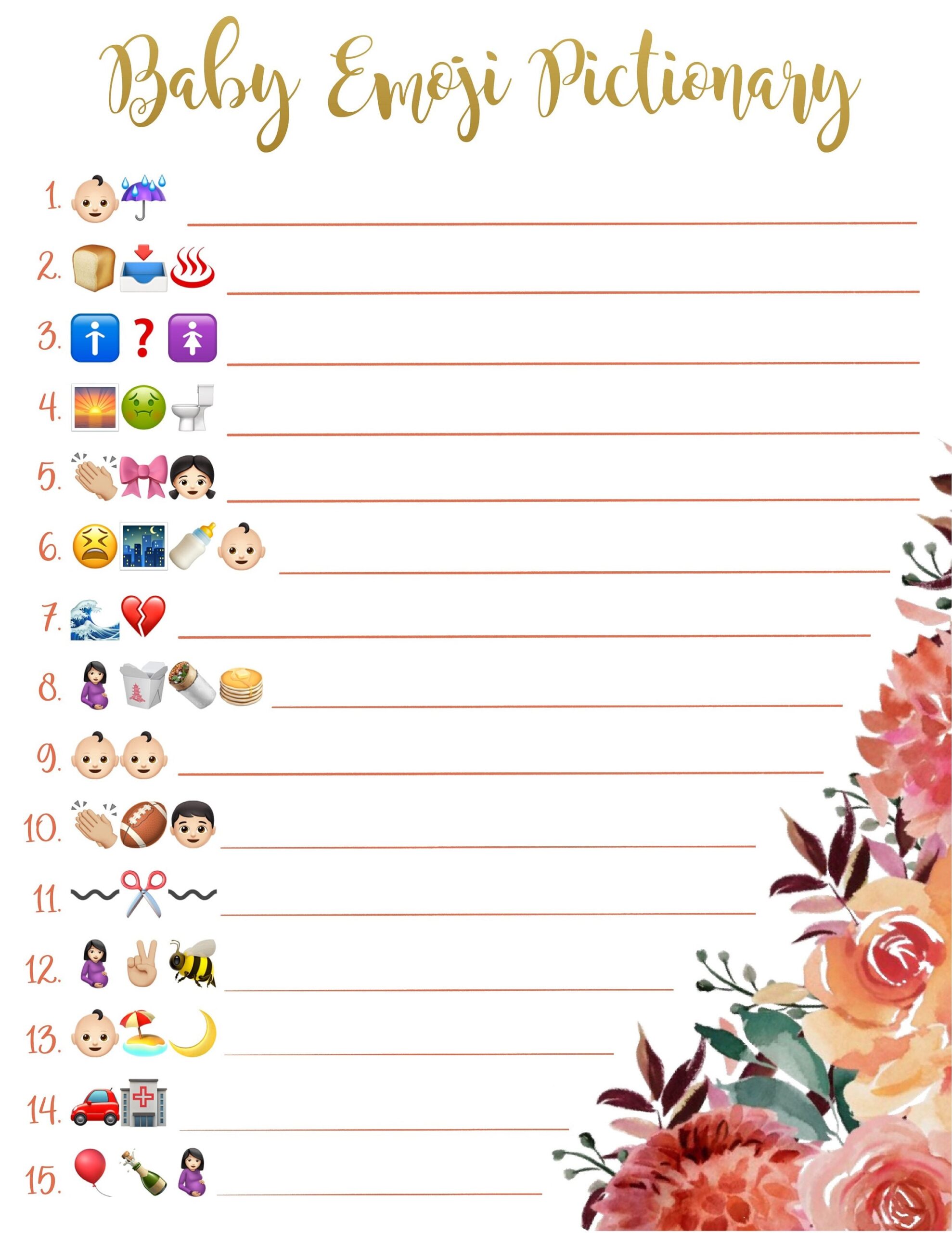 Emoji Baby Shower Game Printable