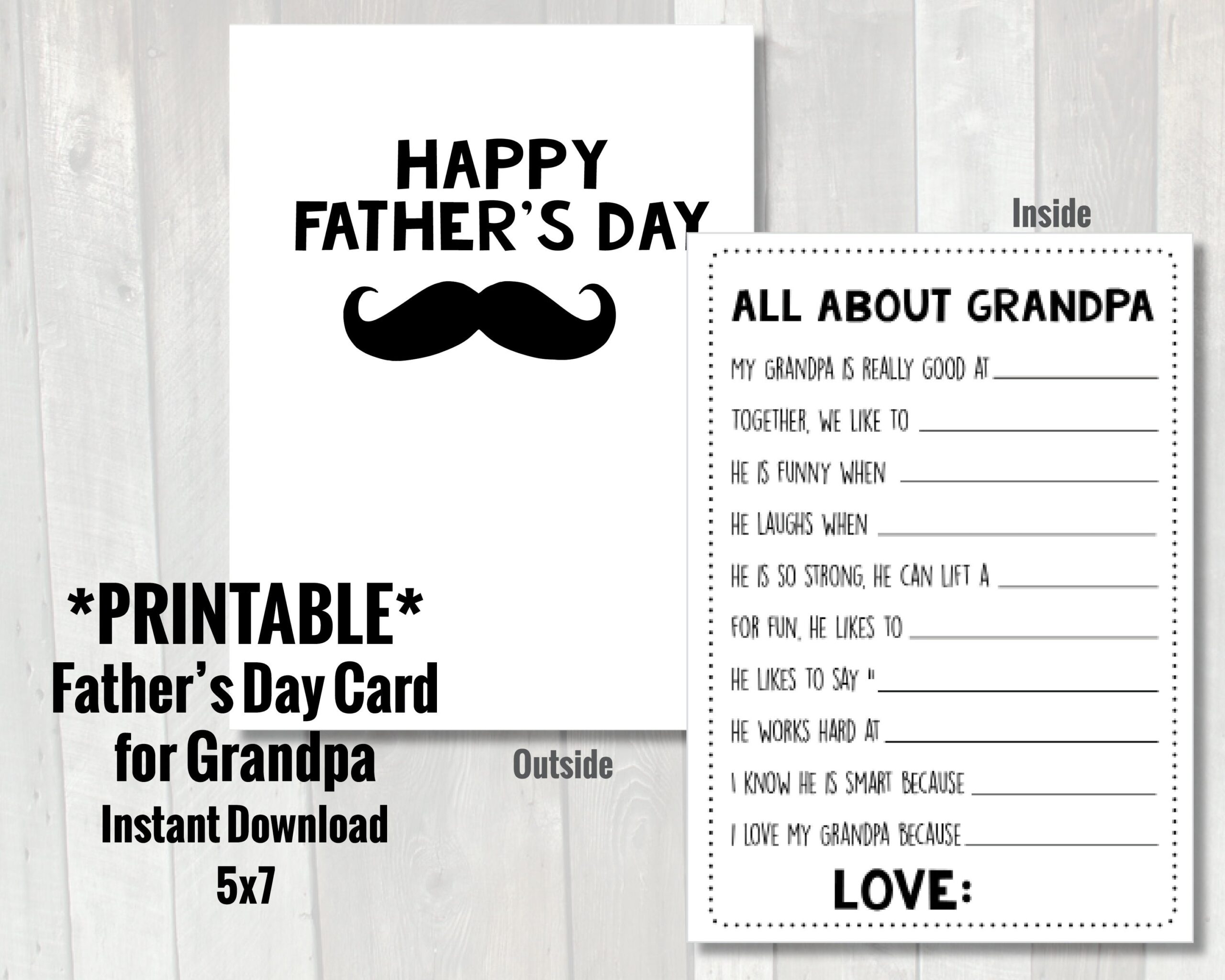 Buy Father s Day Card For Grandpa Printable Instant Download Father s Day Card From Grandkids And Preschoolers Father s Day Questionnaire Online In India Etsy