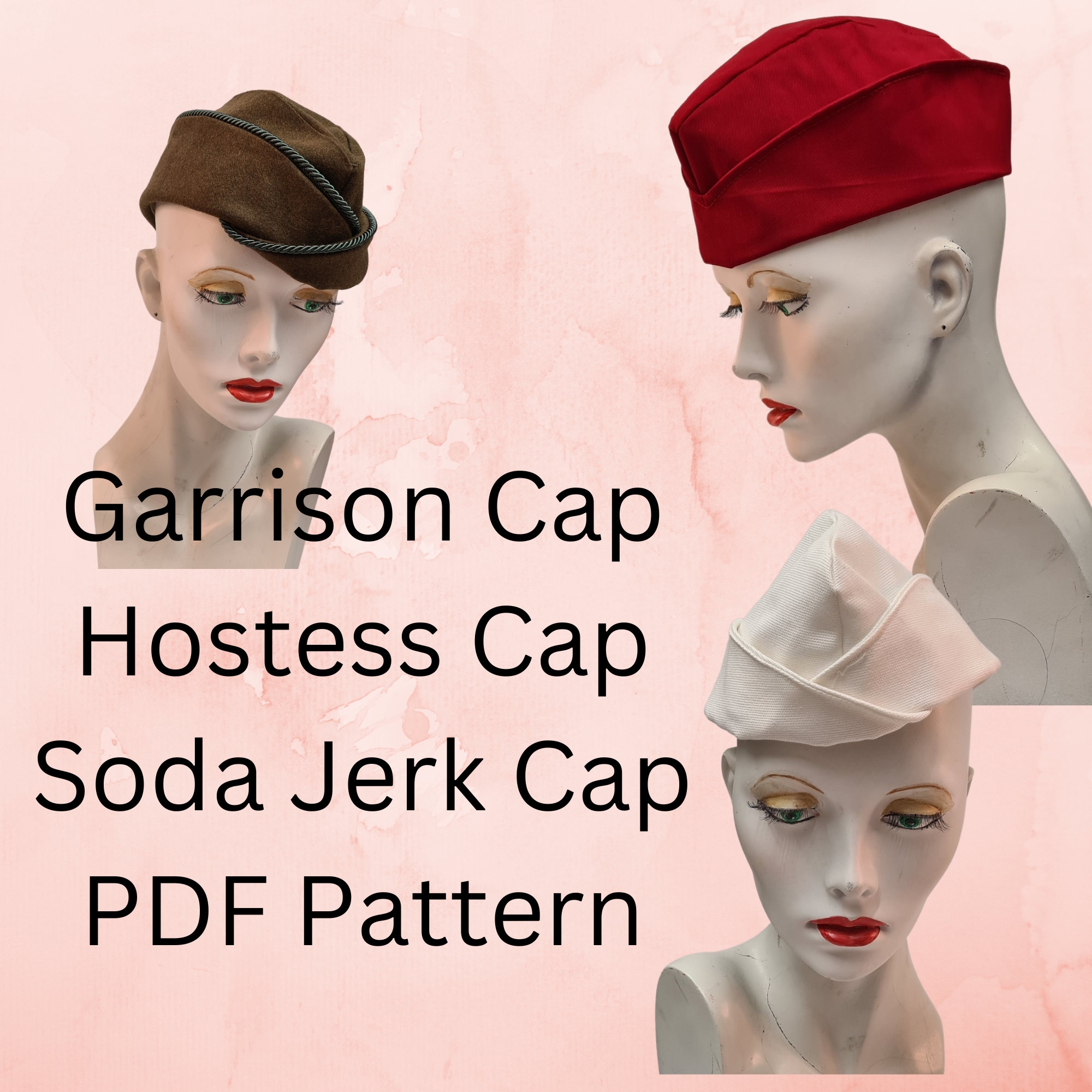 Buy Garrison Cap Hostess Hat Soda Jerk Cap PDF Hat Pattern 3 Sizes 2 Brims Download With Pictorial Instructions Plus Youtube Tutorial Online In India Etsy
