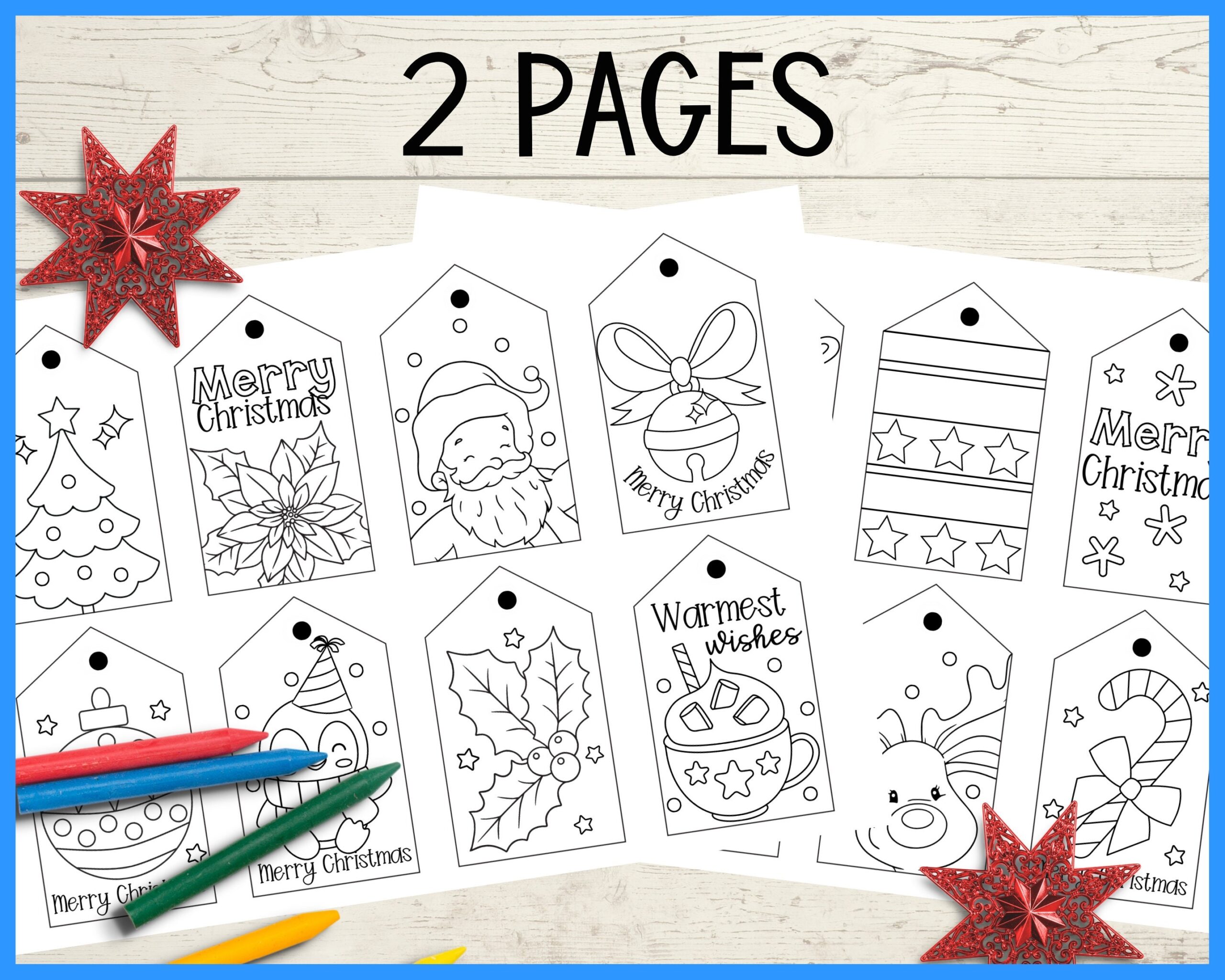 Buy Printable Christmas Gift Tags To Color A4 And 11x8 5 Inch PDF Digital Download Kids Christmas Holiday Coloring Online In India Etsy
