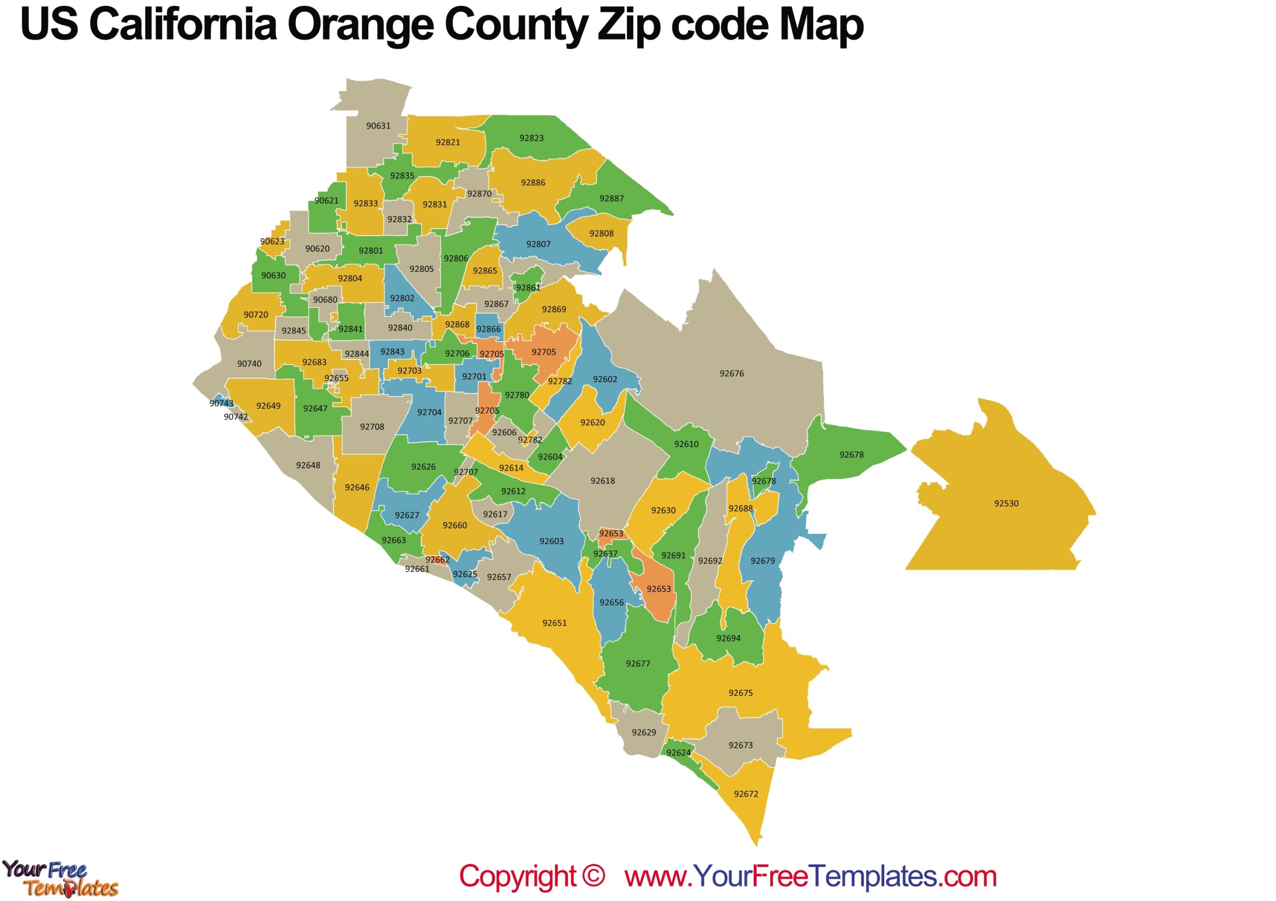 California Orange County Map With 2 Images Free PowerPoint Template
