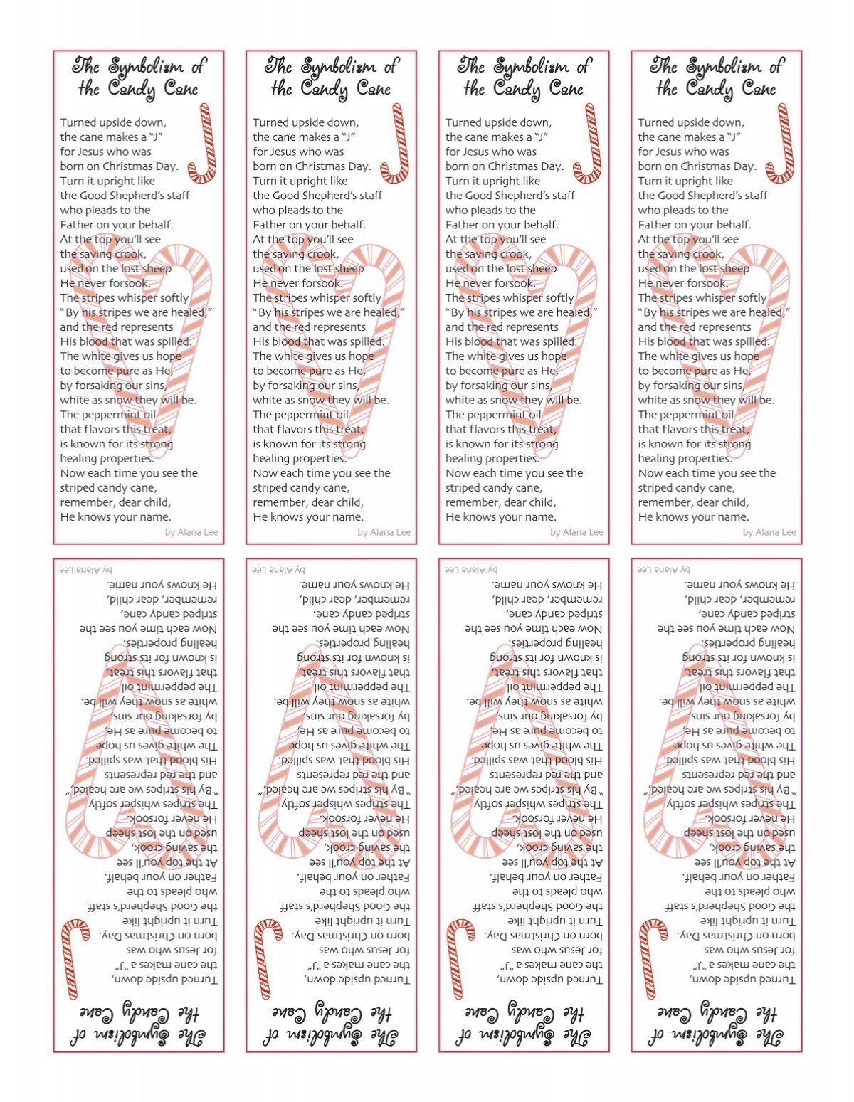 Candy Cane Poem Bookmark Printable