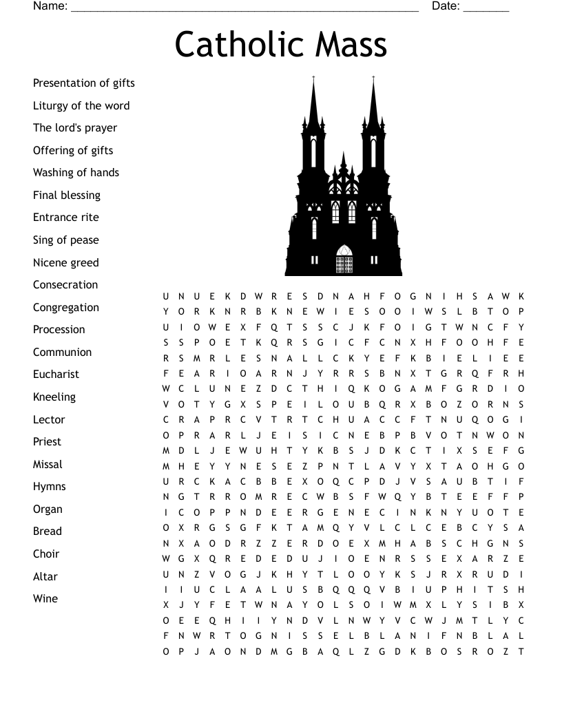 Catholic Mass Word Search WordMint