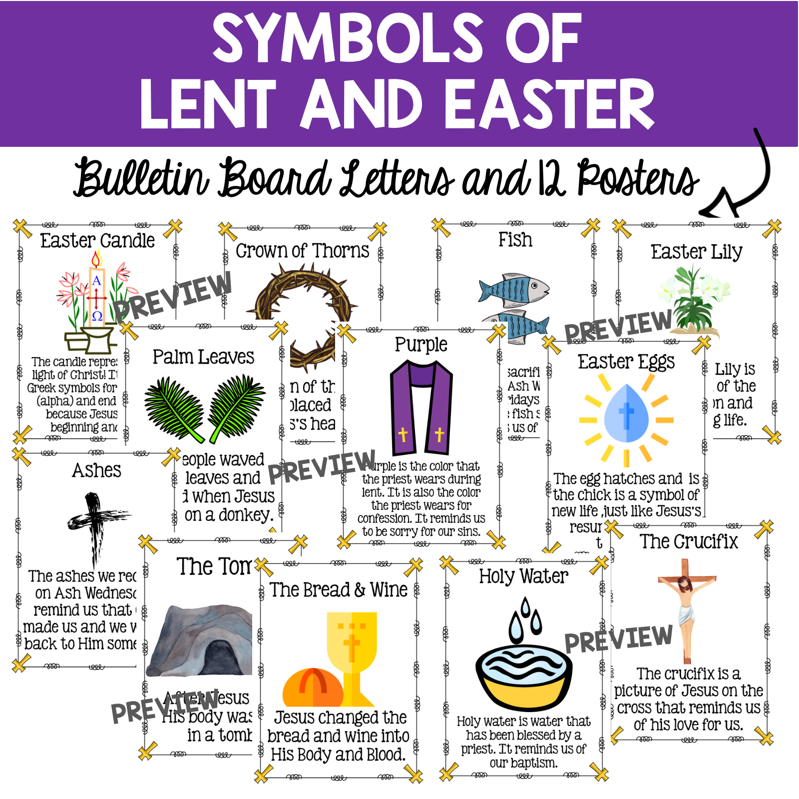 Christian Bulletin Board The Symbols Of Lent And Easter Classful