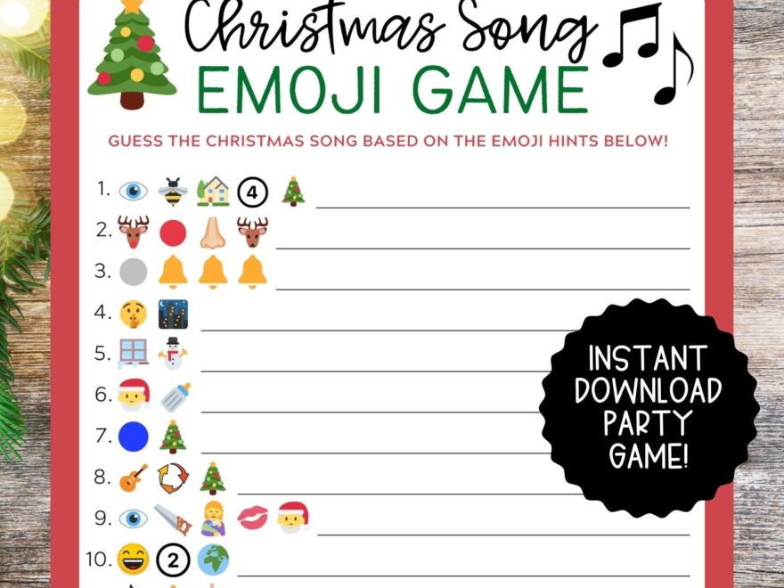 Christmas Emoji Pictionary Christmas Songs Christmas Printable Game Christmas Family Activity Christmas Party Game Etsy UK