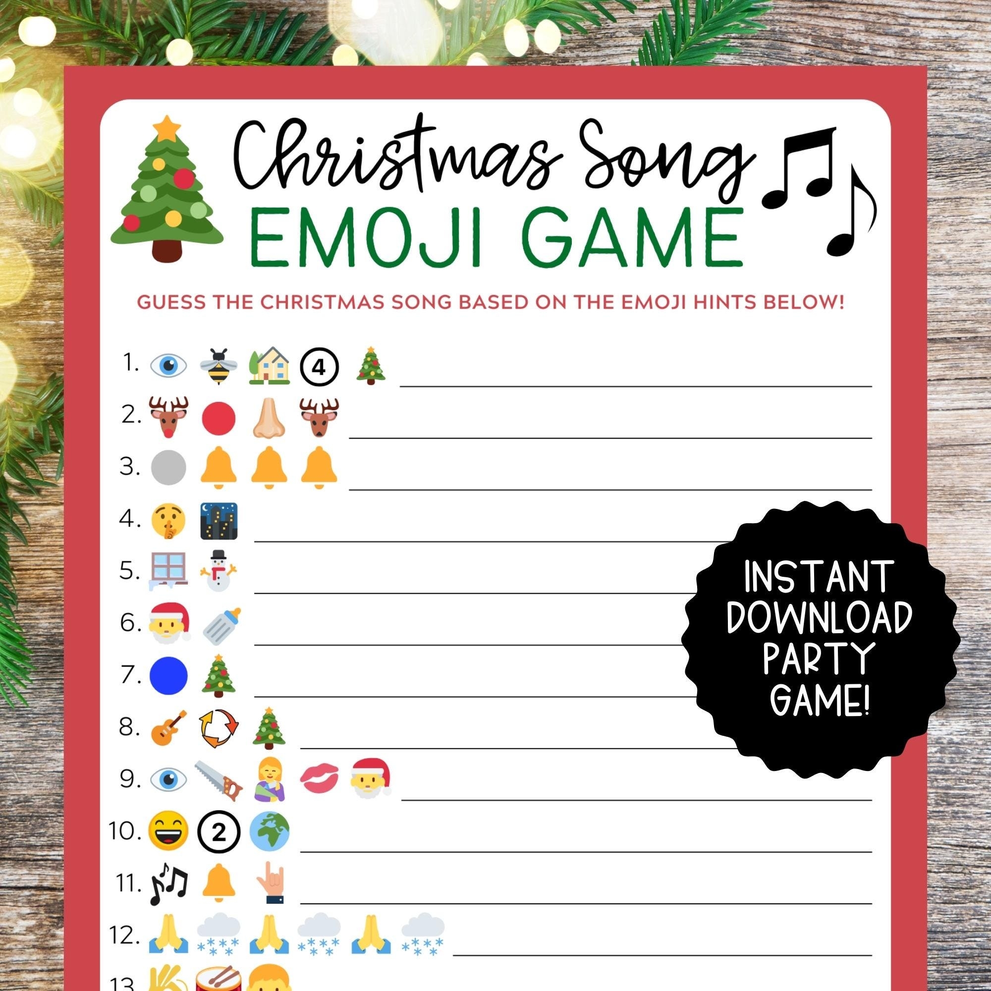 Christmas Emoji Pictionary Christmas Songs Christmas Printable Game Christmas Family Activity Christmas Party Game Etsy UK
