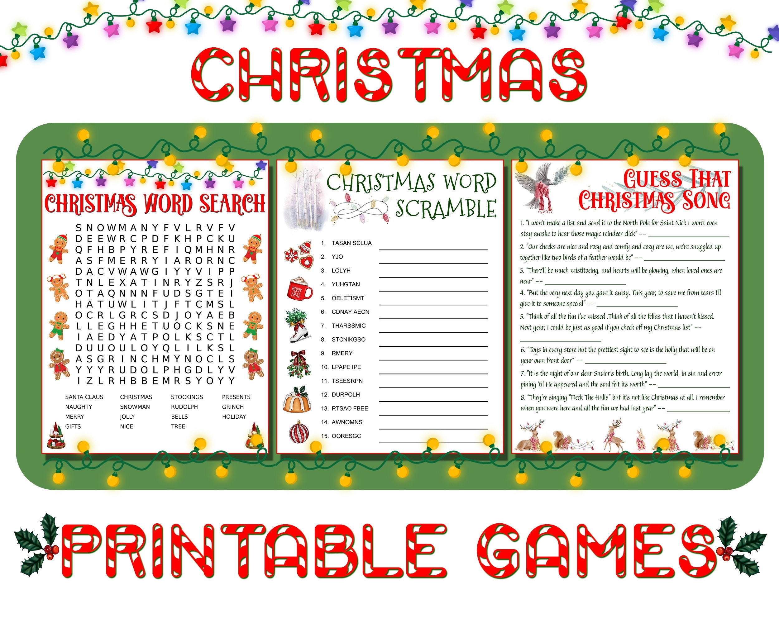 Christmas Printable Games For Kids