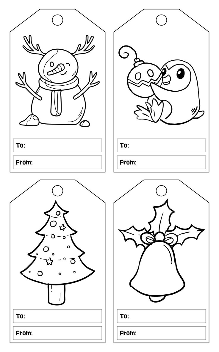 Printable Christmas Gift Tags To Color