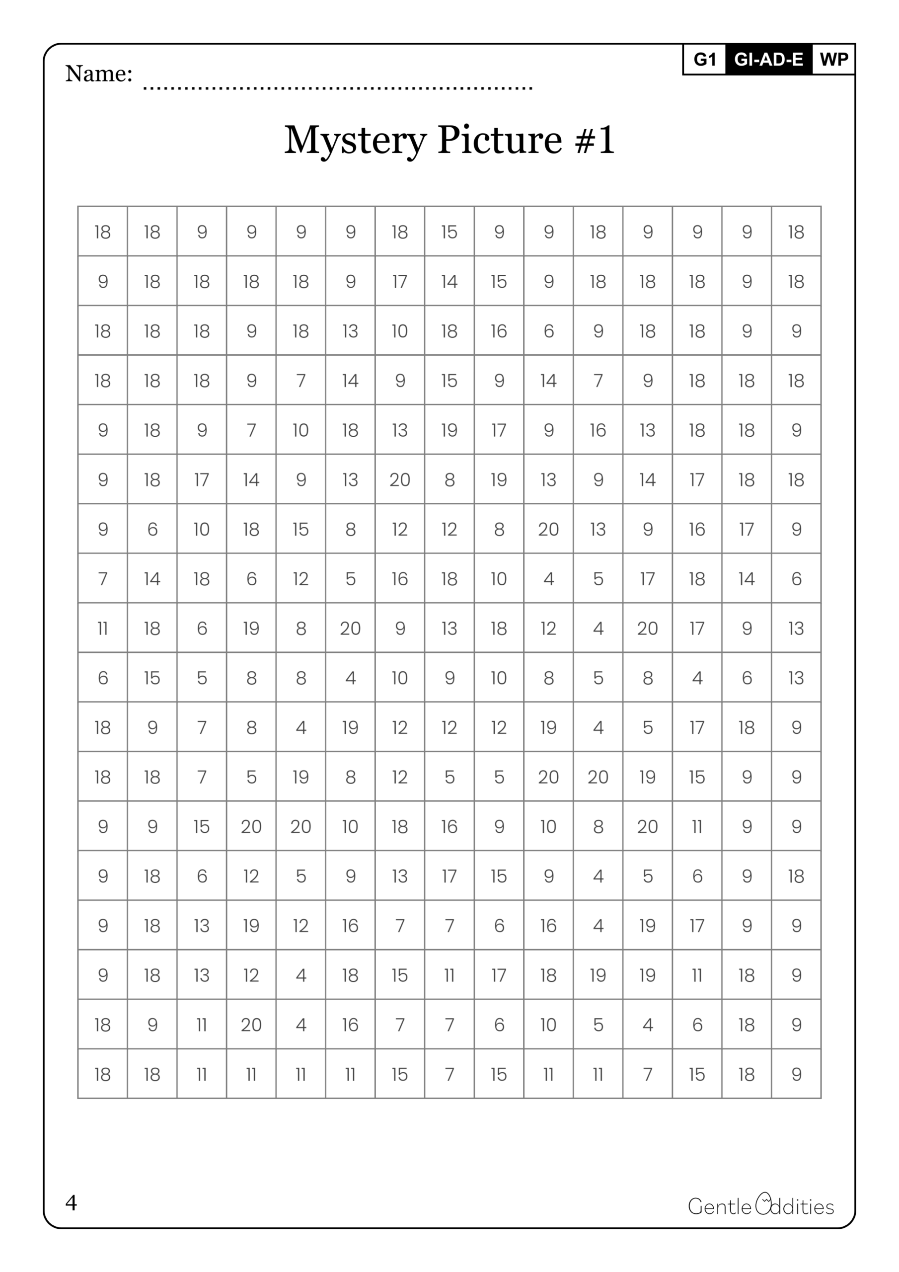 Free Printable Math Mystery Pictures