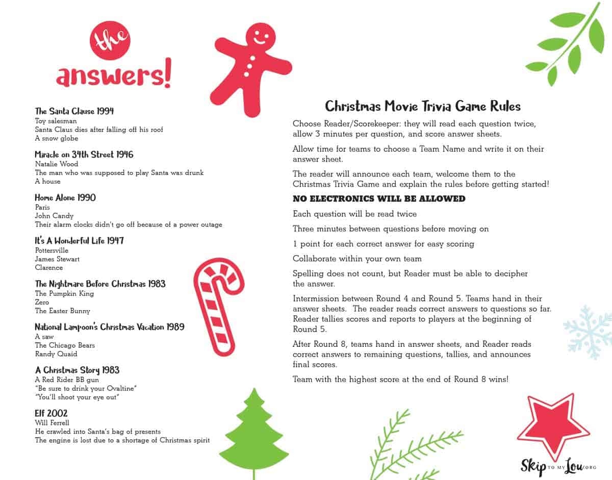 Christmas Movie Trivia Game Skip To My Lou