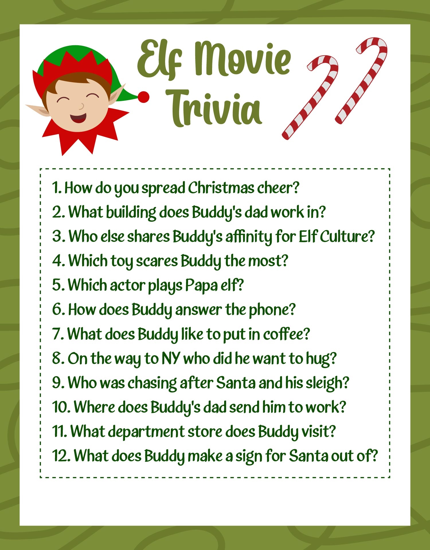 Elf Movie Trivia Questions And Answers Printable