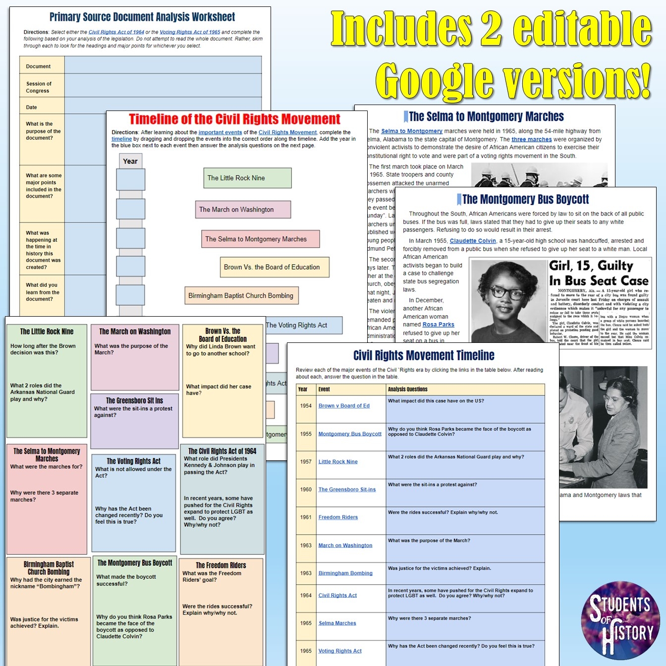 Civil Rights Movement Timeline Activity