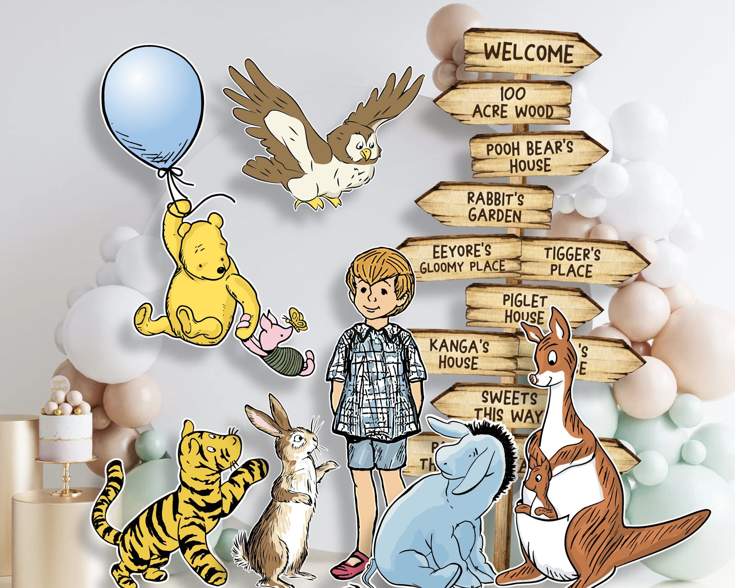 Classic Winnie The Pooh Characters Bundle Set Printable Large Life Size Cutout Die Cut Prop Stand Up Decoration PDF Digital File Etsy UK
