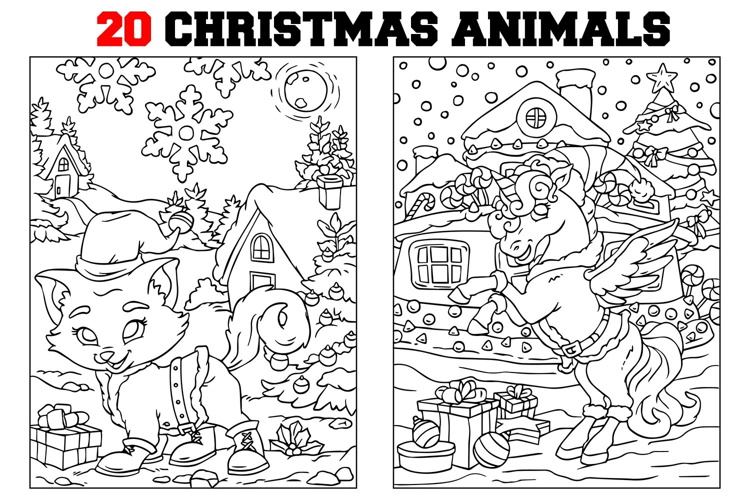 Coloring Pages For Kids 15 Christmas Animals Pages