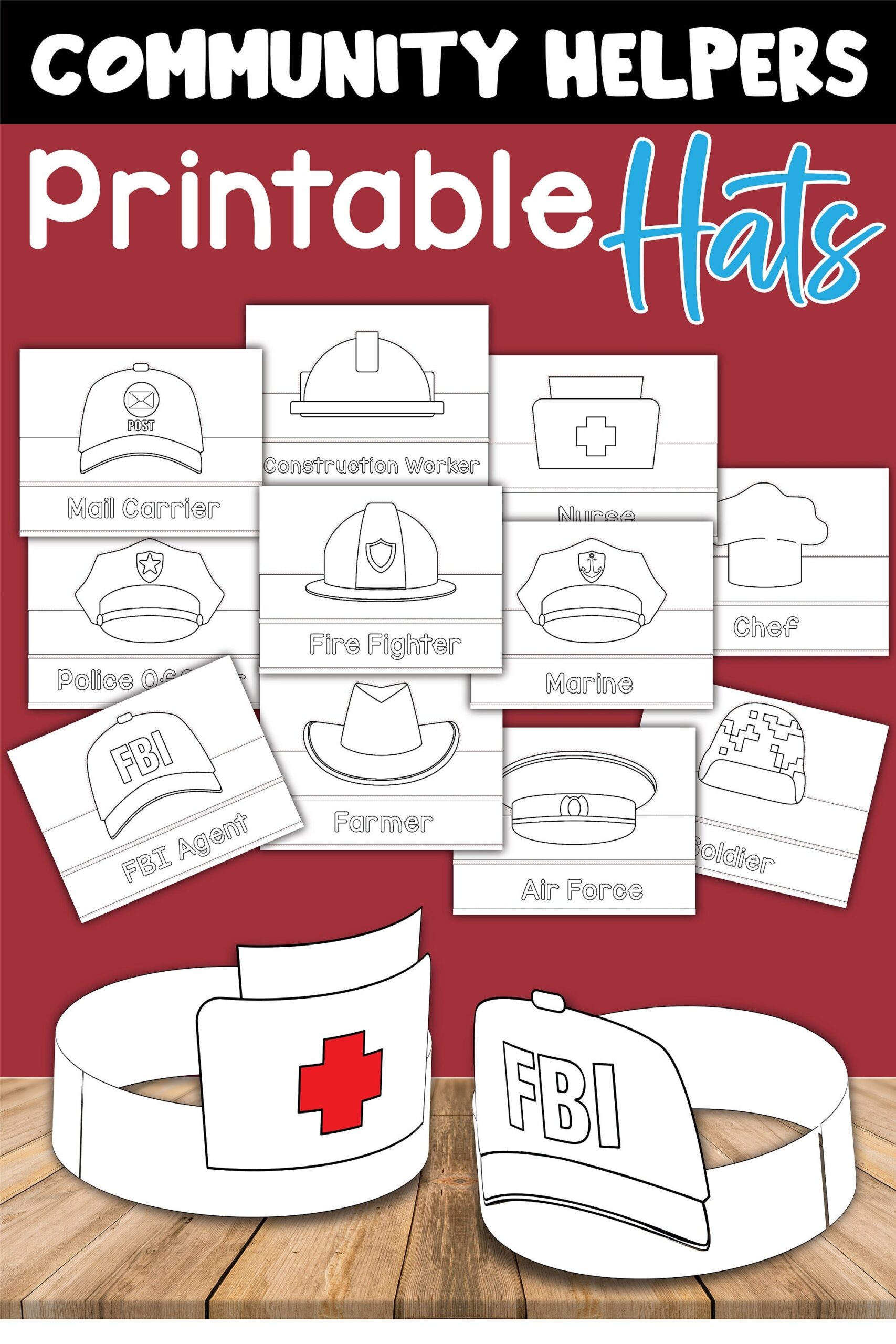Community Helpers Printable Hats Etsy Canada