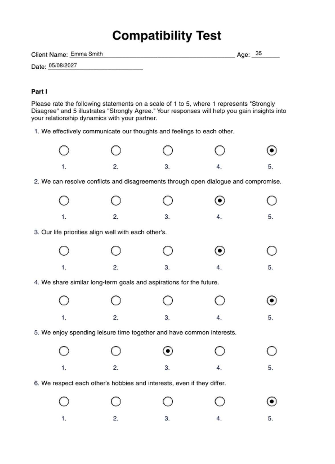 Compatibility Test Example Free PDF Download