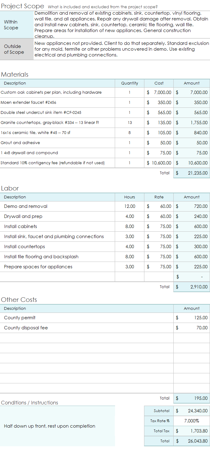 Construction Cost Estimating Guide Free Templates