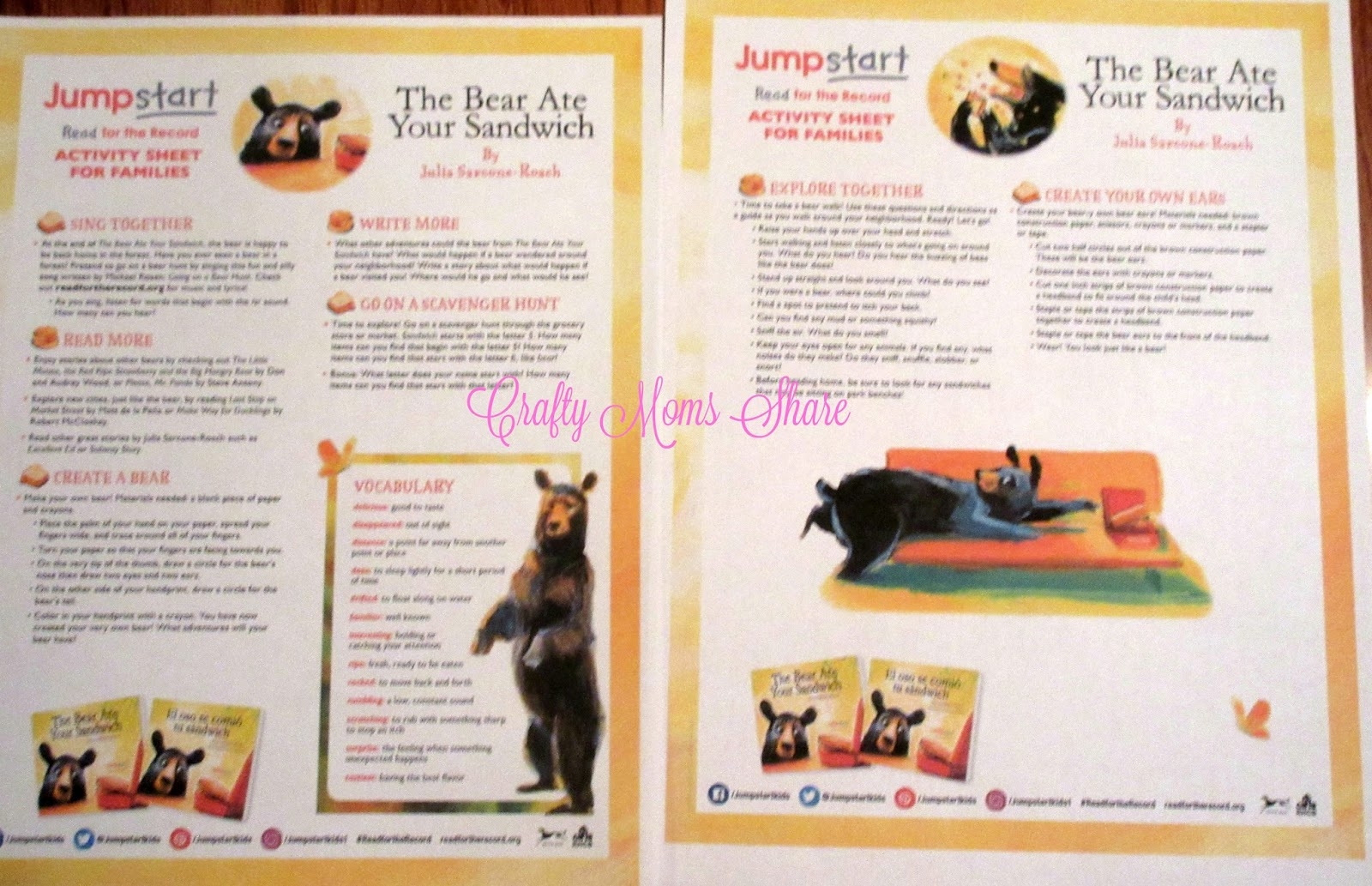 Crafty Moms Share Jumpstart s Read For The Record The Bear Ate Your Sandwich