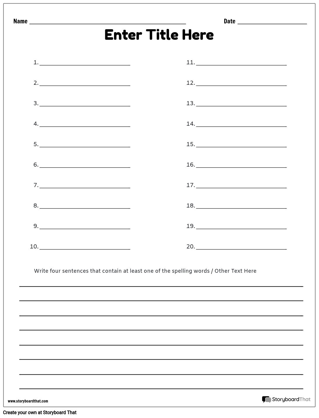 Multiple Choice Spelling Test Generator Free Printable