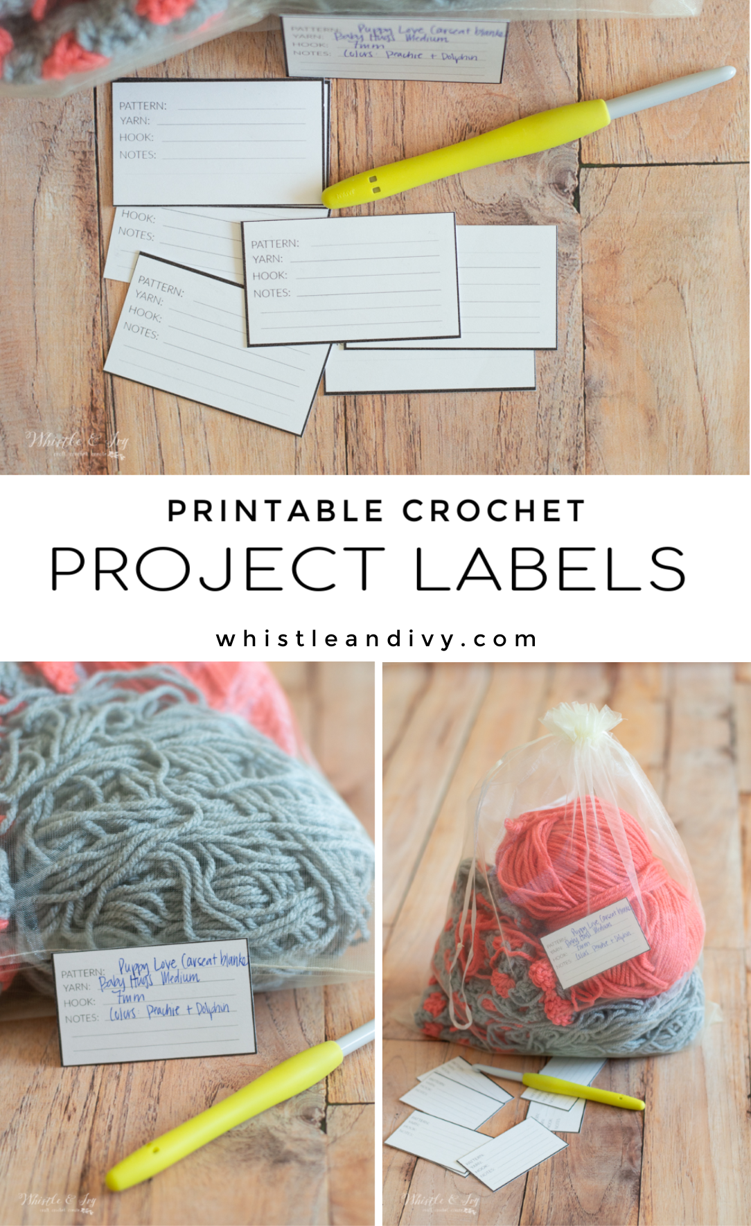 Crochet Project Labels Free Printable Whistle And Ivy