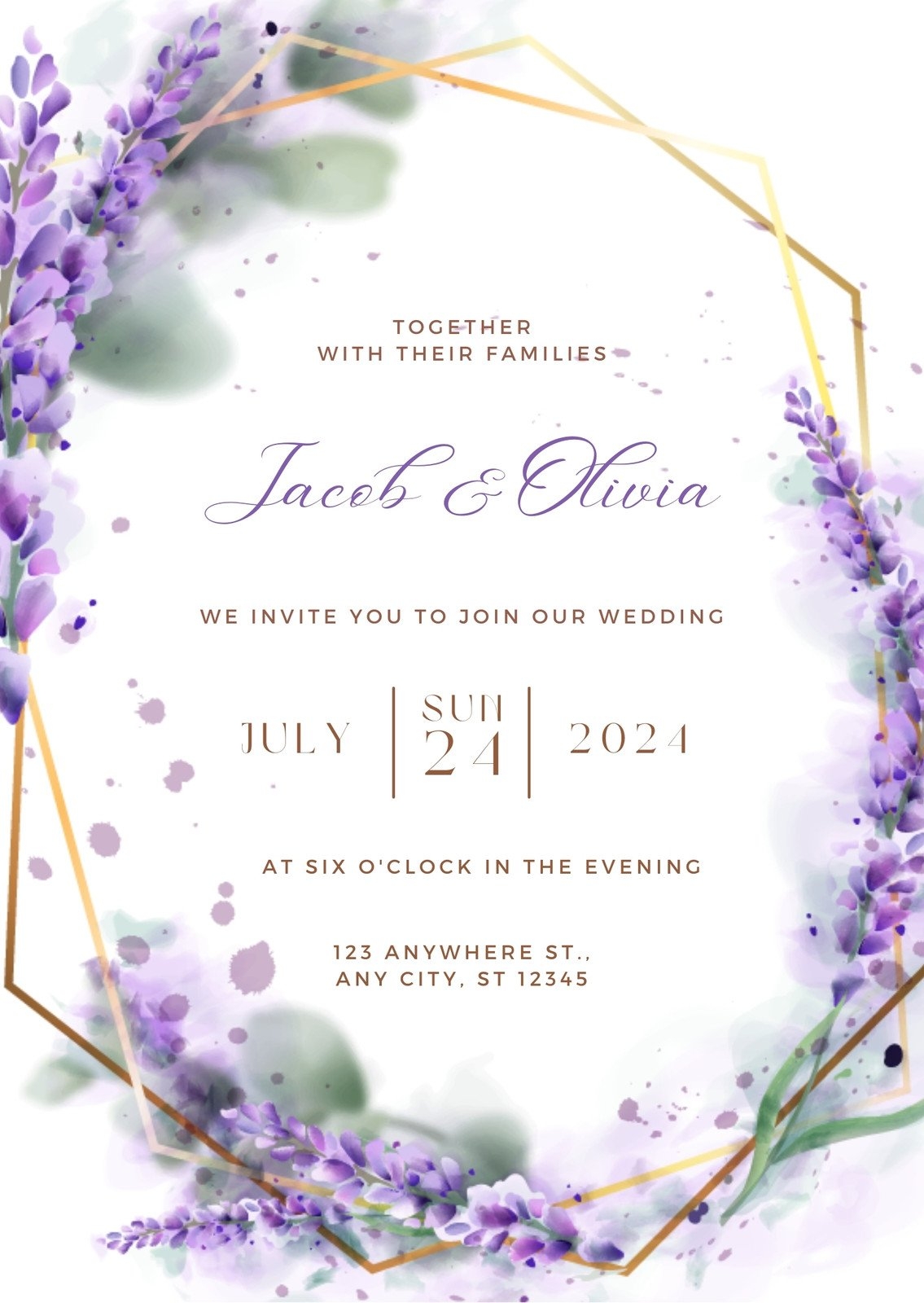 Customize 1 018 Purple Wedding Invitation Templates Online Canva