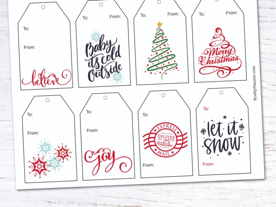 DAY 11 Christmas Gift Tags 12 Days Of Free Christmas Printables Krafty Planner