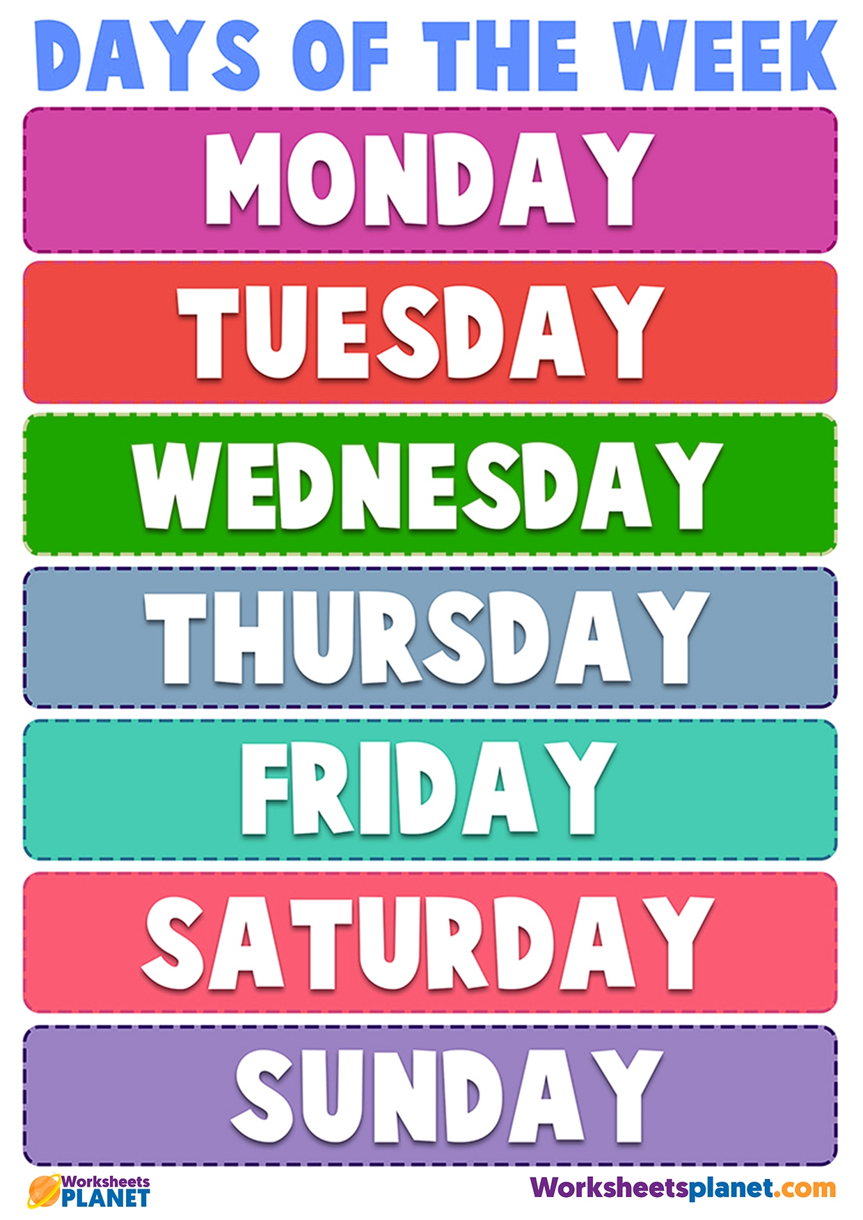 Days Of The Week Display Poster ESL Teaching Resources