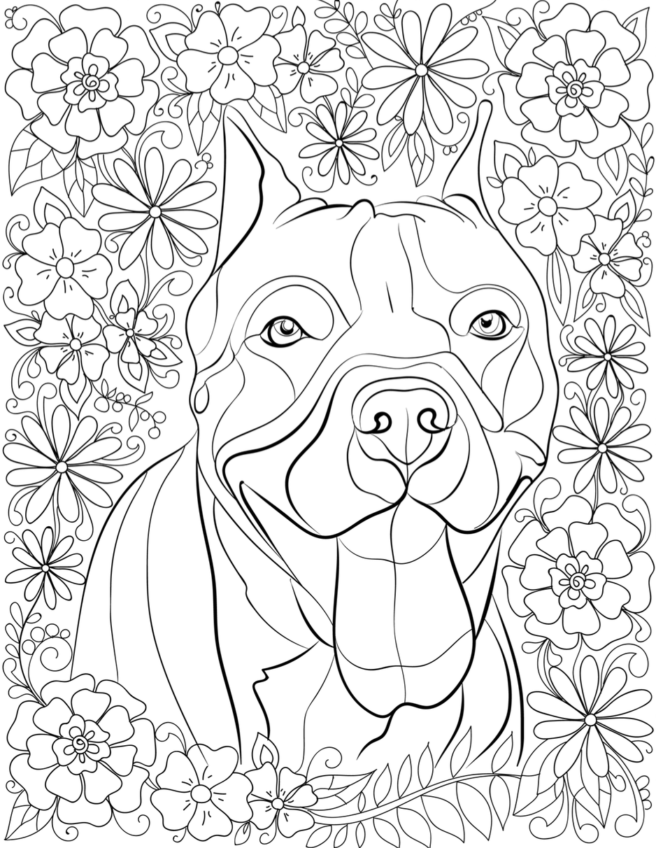 De stress With Pit Bulls Downloadable 10 Page Coloring Book For Adults Who Love Dogs Print Instantly 