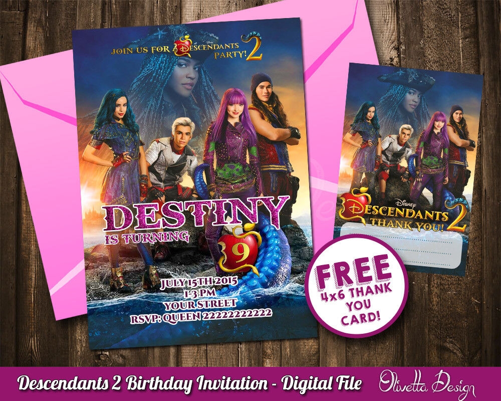 Descendants 2 Birthday Party Invitation Personalized U PRINT Printable 003 EBay