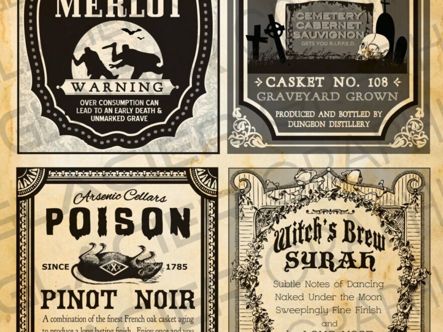 Digital Vintage Halloween Witch Red Wine Labels Halloween Bottle Labels Halloween Potion Label Digital Download Printable Collage Sheet Etsy de