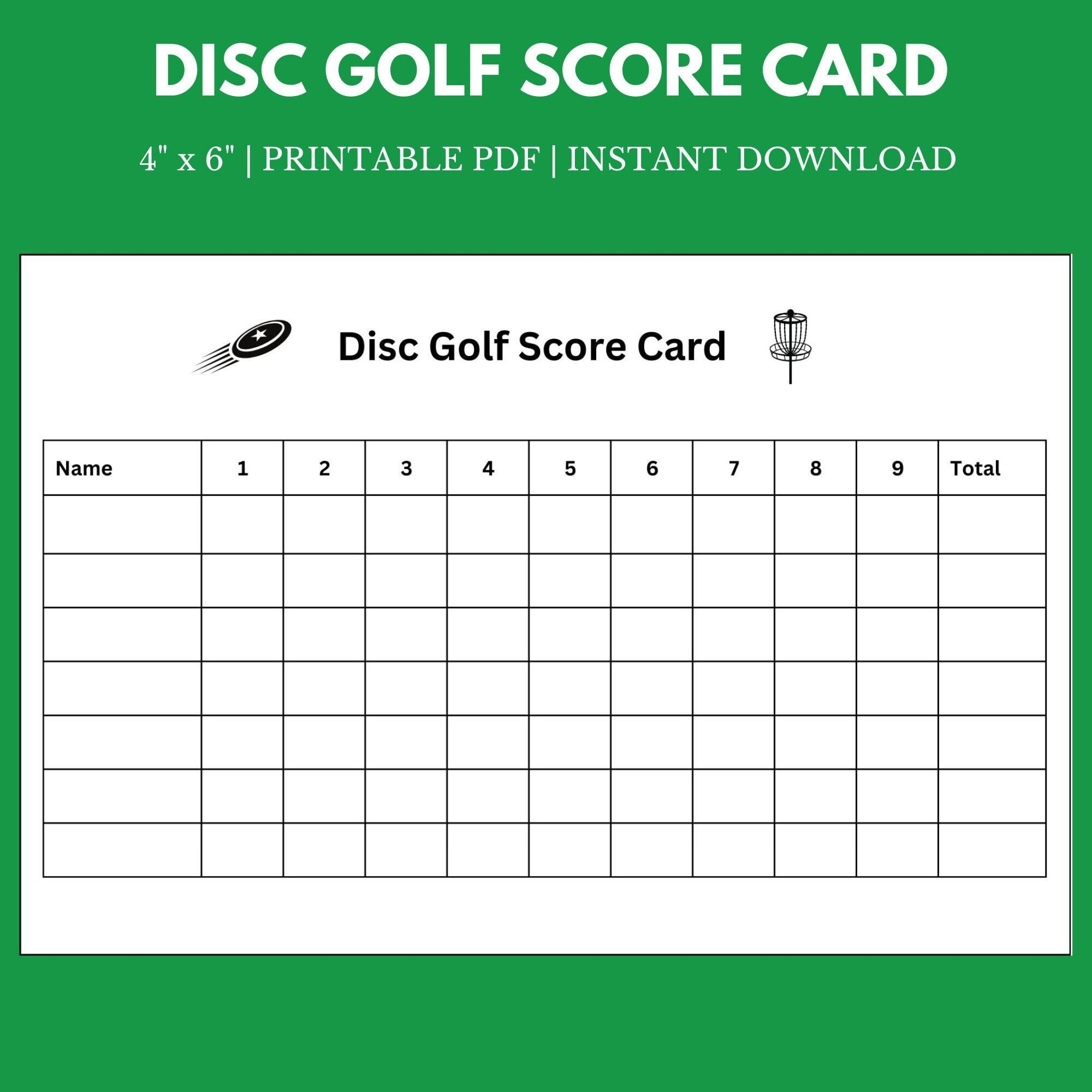 Disc Golf Score Card 8 5 X 11 Instant Download Printable Etsy