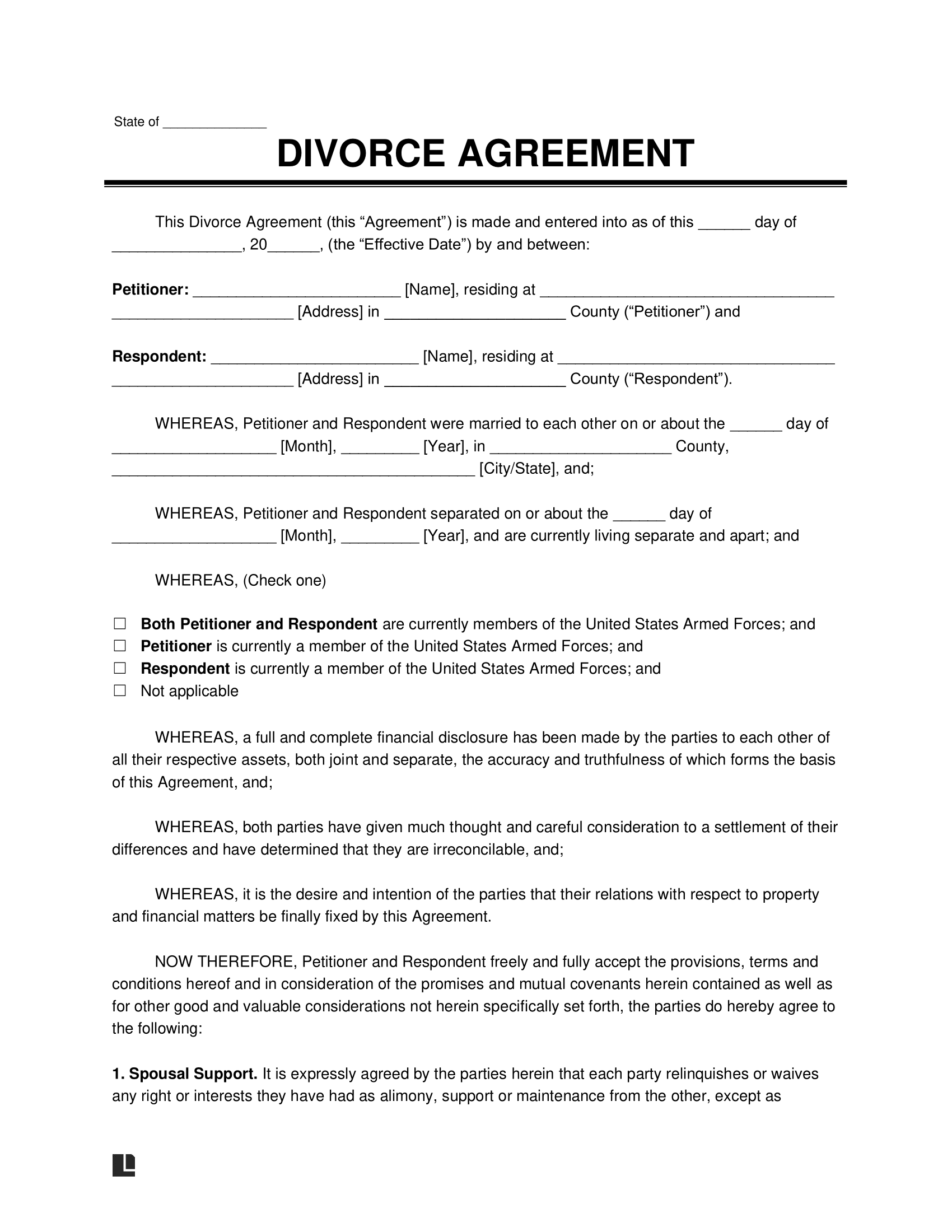 Free Printable No Fault Divorce Forms