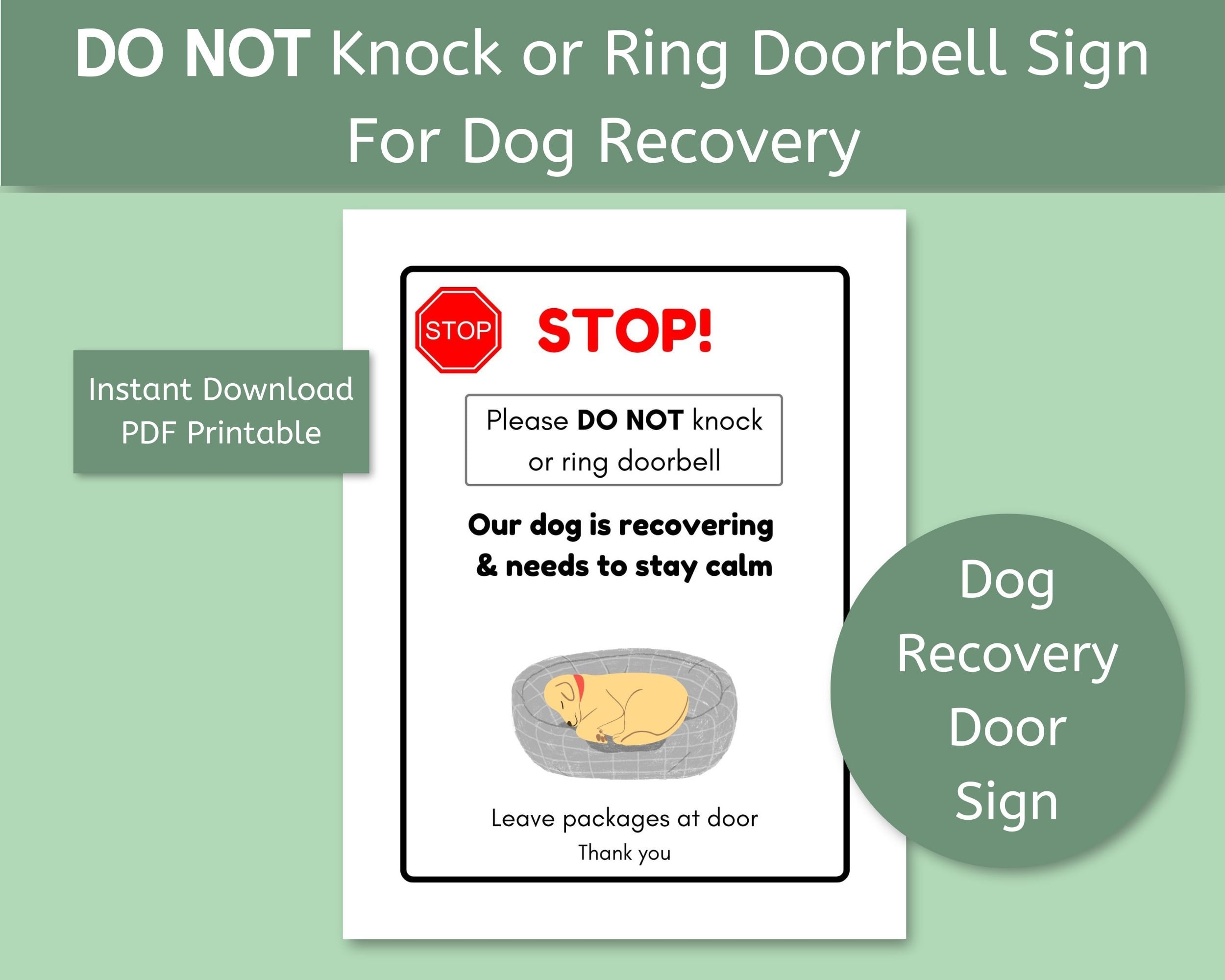 Dog RECOVERY Door SIGN Printable PDF Instant Download Etsy