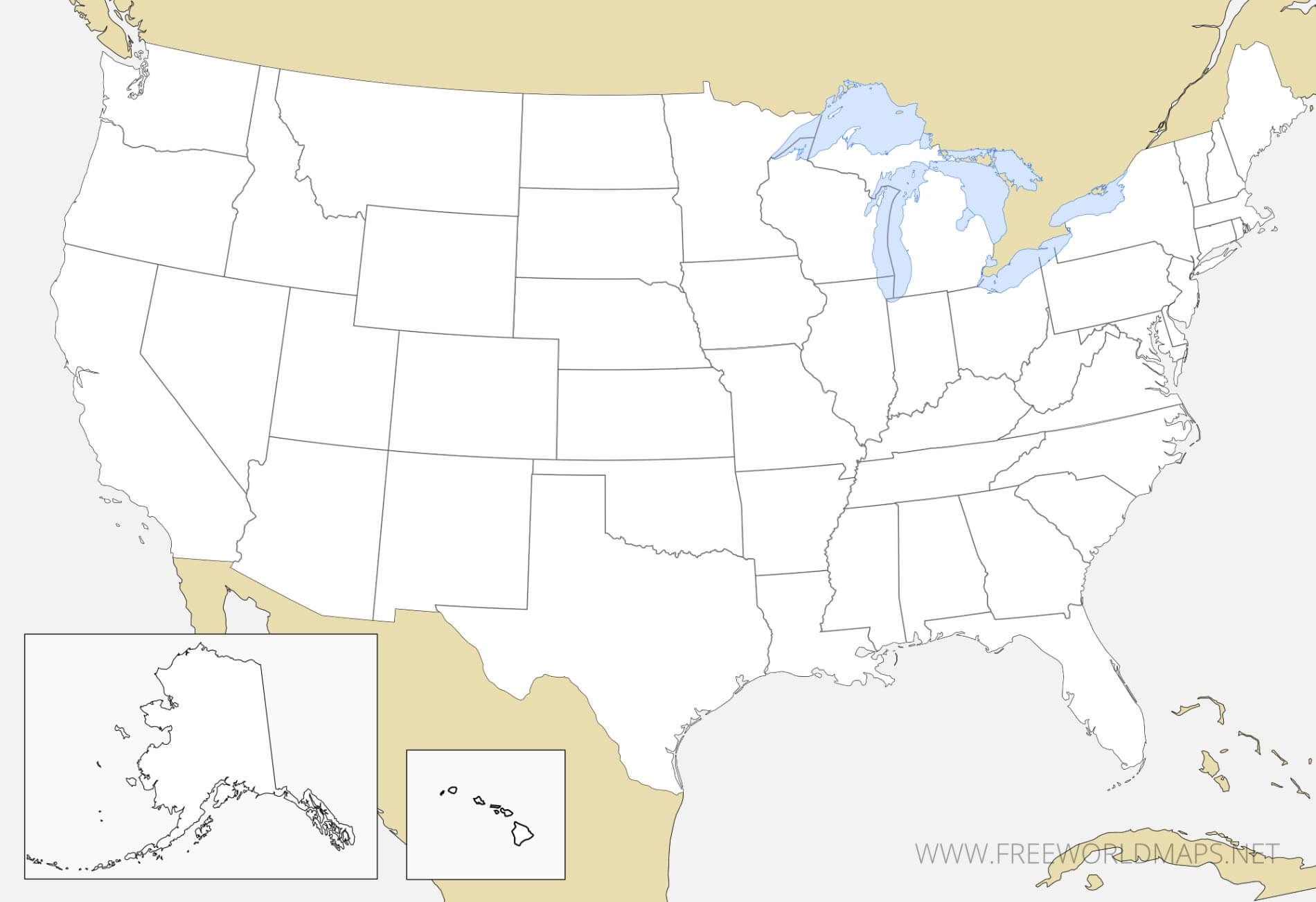 United States Outline Map Free Printable