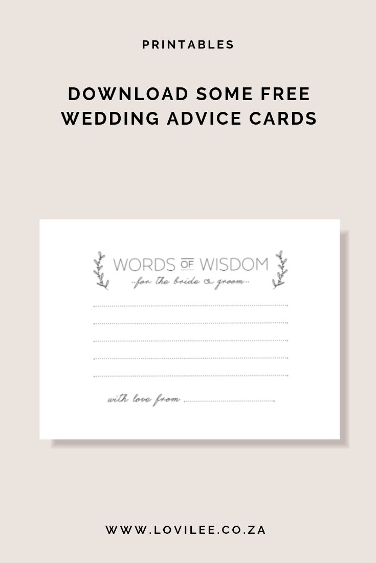 Download Your Free Wedding Advice Cards Printable Lovilee Blog Online Decor Shop 