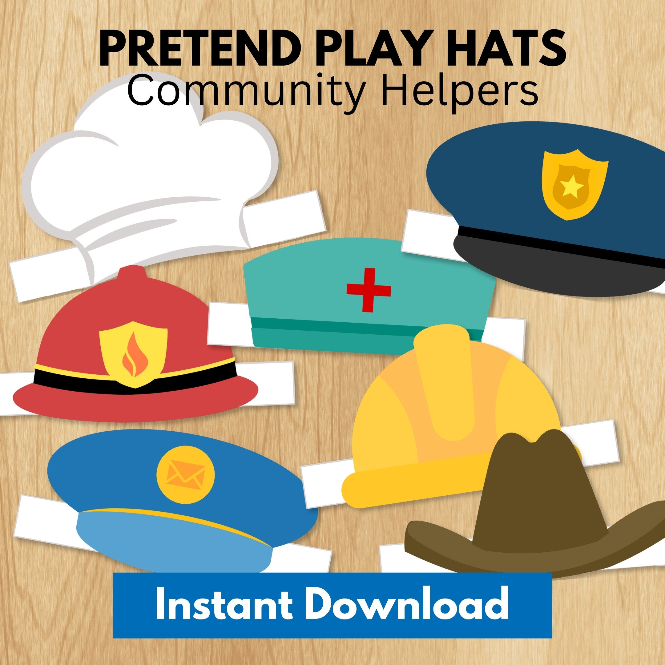 Preschool Community Helper Hats Match Printable