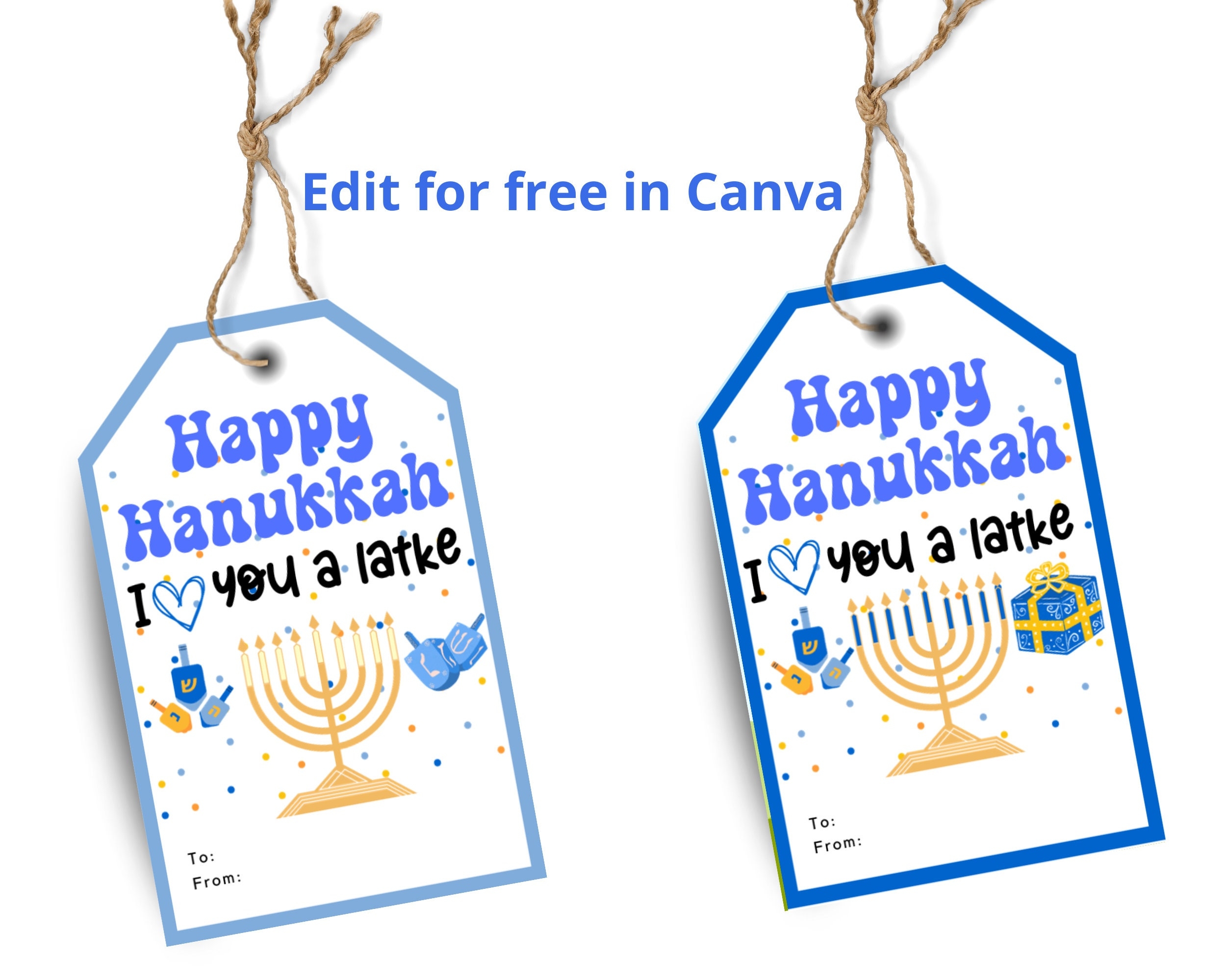 Editable Happy Hanukkah Gift Tag Template Printable Chanukah Tag Gelt Favor Tags Holiday Present Tag Gift Labels Editable In Canva Etsy Canada